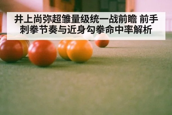 井上尚弥超雏量级统一战前瞻 前手刺拳节奏与近身勾拳命中率解析